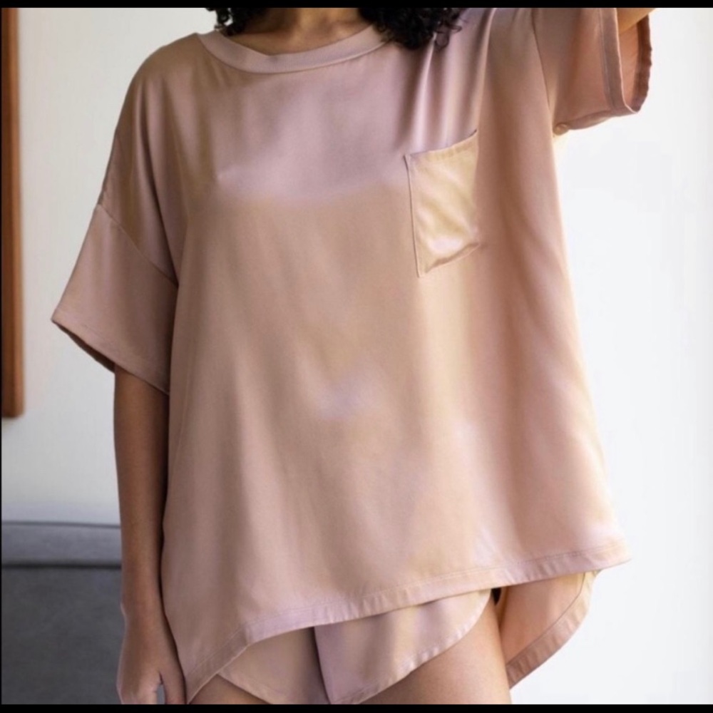 Lunya Washable Silk T set (blush pink)